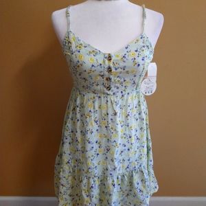 Jolie and Joy Floral Fit And Flare Button Front Dress Summer Cute Flowy |Size L
